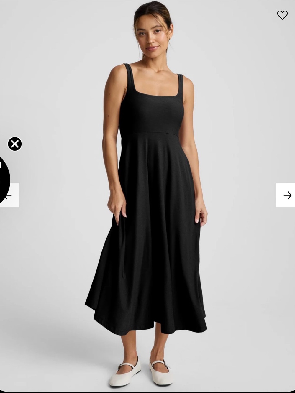 Beyond Yoga Black Featherweight At The Ready Square Neck Midi Dress XS